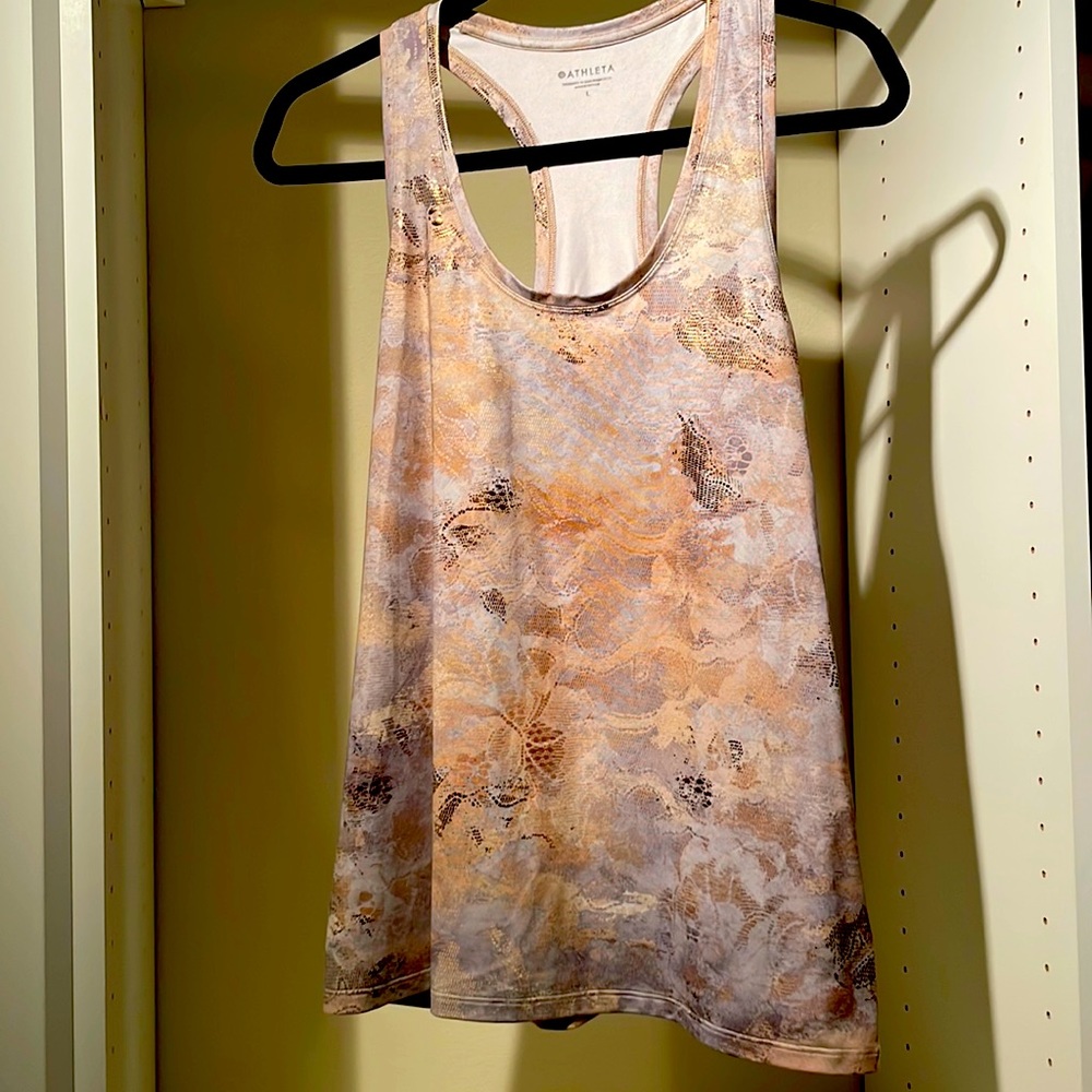 Athleta pastel patterned tank with bronze detailing
